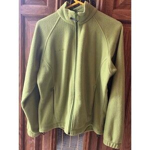 Columbia Full Zip Fleece Jacket Women's Sz M Lime Green Full Zip Logo Gorpcore